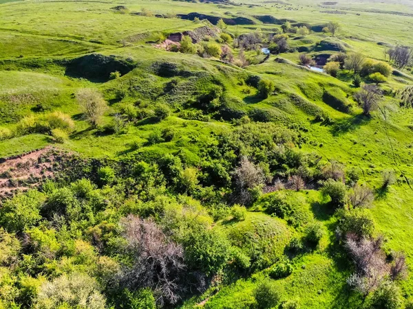 Vue aérienne steppe verte nature dans la région de Don — Photo