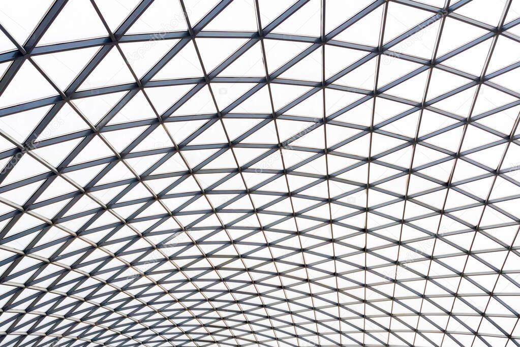 View of modern glass ceiling in shopping mall