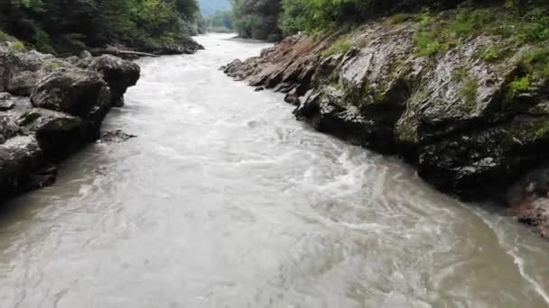 Paisaje de verano con río de montaña — Vídeos de Stock