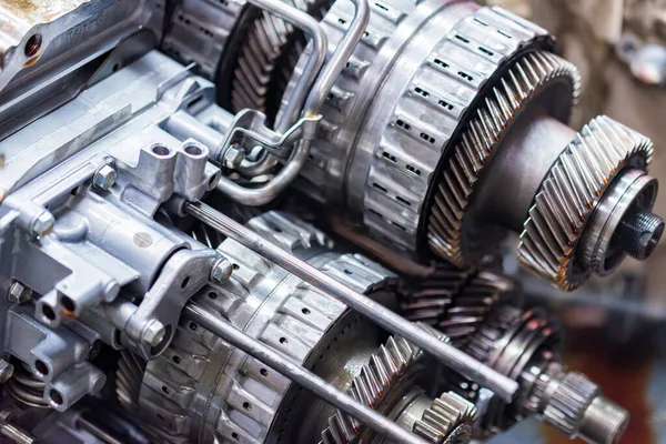 Close-up helical gears in car automatic transmission — Stock Photo, Image