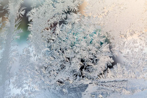 Eisblumen Auf Glas Textur Und Hintergrund — Stockfoto