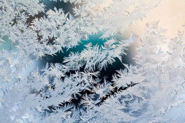 Eisblumen Auf Glas Textur Und Hintergrund — Stockfoto