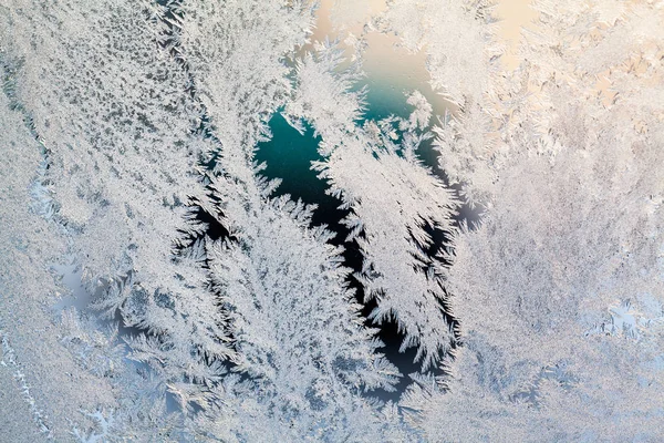 Ice Blommor Glas Konsistens Och Bakgrund — Stockfoto