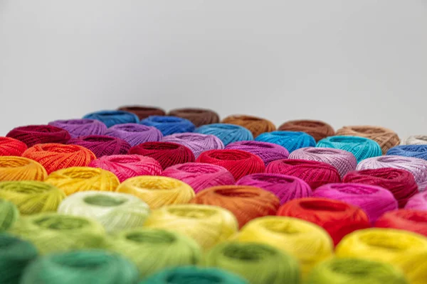 Bright Threads Multi Colored Skeins Crocheting — Stock Photo, Image