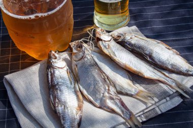 Masada balık ve bira var. Kamp..