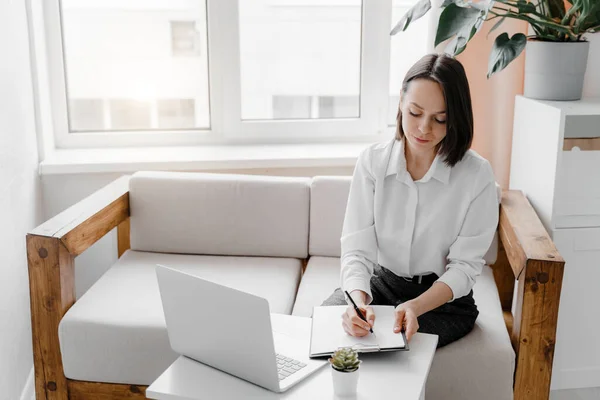 Pengusaha wanita muda yang bekerja di kantor. — Stok Foto