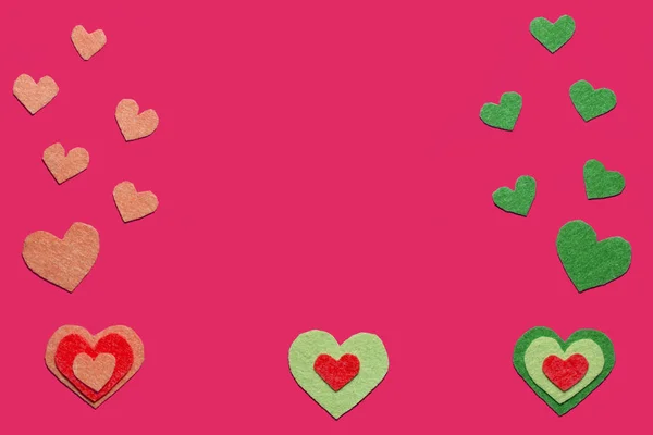 Bright pink background with hearts. — 스톡 사진