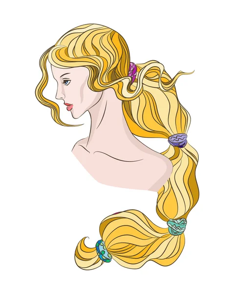 Belle femme cheveux longs blonde — Image vectorielle