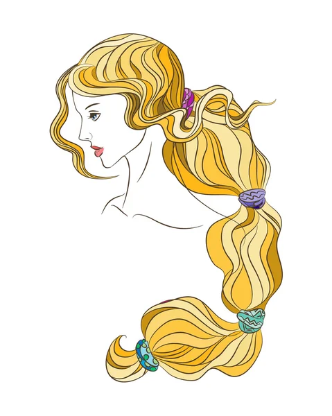 Красива жінка довге волосся білявка — стоковий вектор