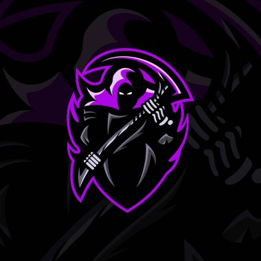 Karanlık ölüm meleği esport oyun logosu şablonu - Vektör