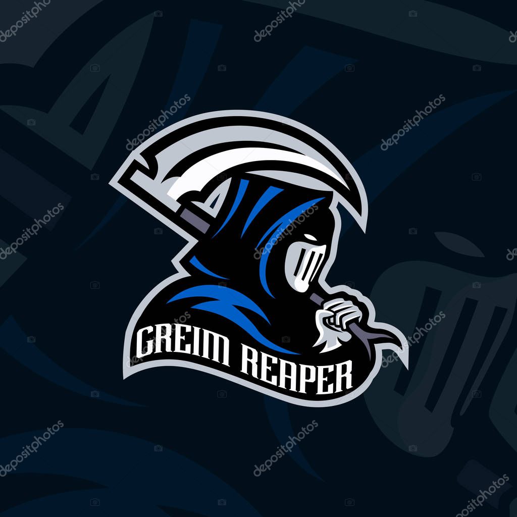 Dark grim reaper esport gaming mascot logo template - Vector