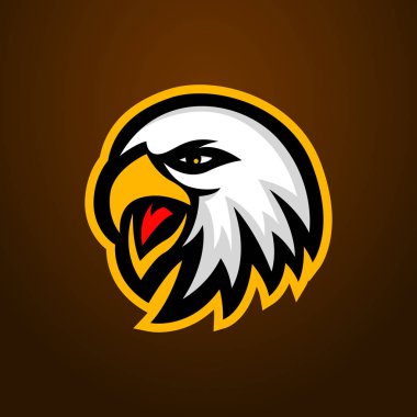 Kartal esport oyun logosu tasarımı. Kartal başlı amblem tasarım rozet maskotu vektörü