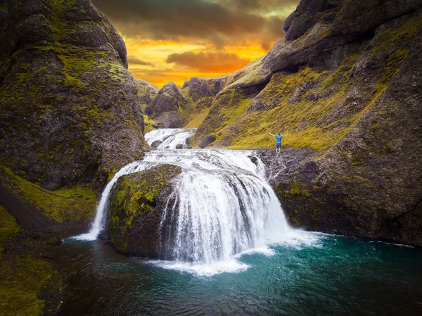 Larga Exposición Una Colorida Puesta Sol Sur Islandia —  Fotos de Stock