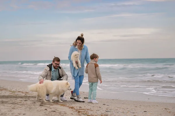 Familia feliz en una playa . —  Fotos de Stock