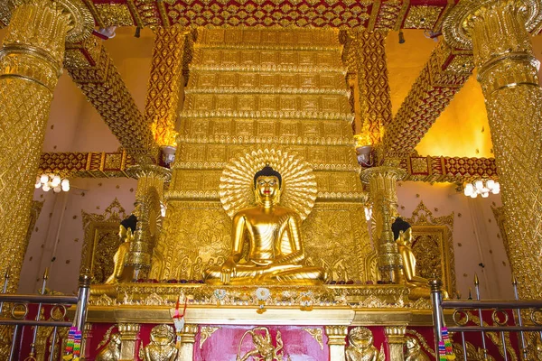 Estátua Buda Dourada Budismo Ubon Ratchathani Tailândia — Fotografia de Stock