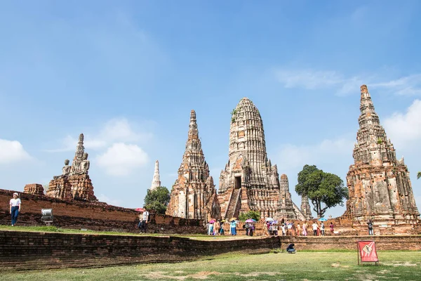Ayutthaya Thailand Května 2018 Turistická Návštěva Wat Chaiwatthanaram Jeden Ayutthayových — Stock fotografie