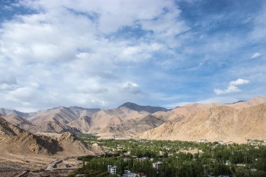 Leh, Hindistan 'daki kırsal köy manzarası.