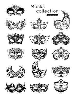 Set of party carnival masks icon isolated on white background. Vector illustration eps 10 format. clipart