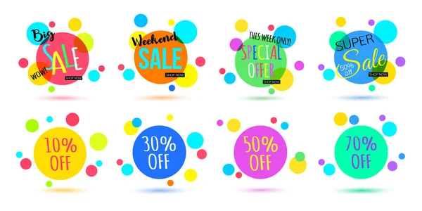 Set of round sale banner templates — Stock Vector