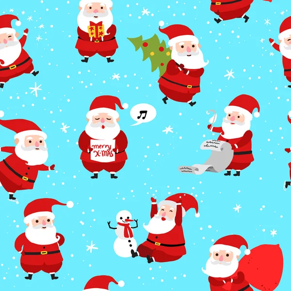 クリスマス サンタ クロース クリスマスのラッピング ペーパーのためのシームレスなパターン。ベクトル図 eps10 形式. — ストックベクタ