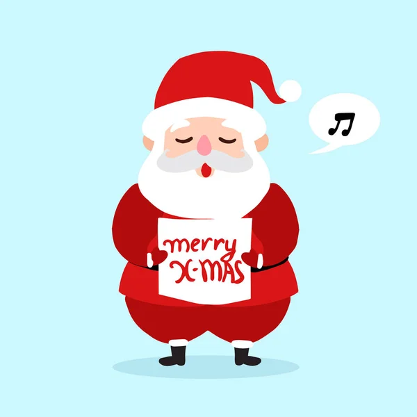 Santa Claus Singer cartoon character icon isolated on blue background. Santa background for christmas greetings card, banner, poster, invitation. Vector illustration eps10 format. — Stock Vector