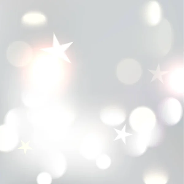 Christmas silver bokeh background defocused lights xmas star. Vector illustration eps10 format. — Stock Vector