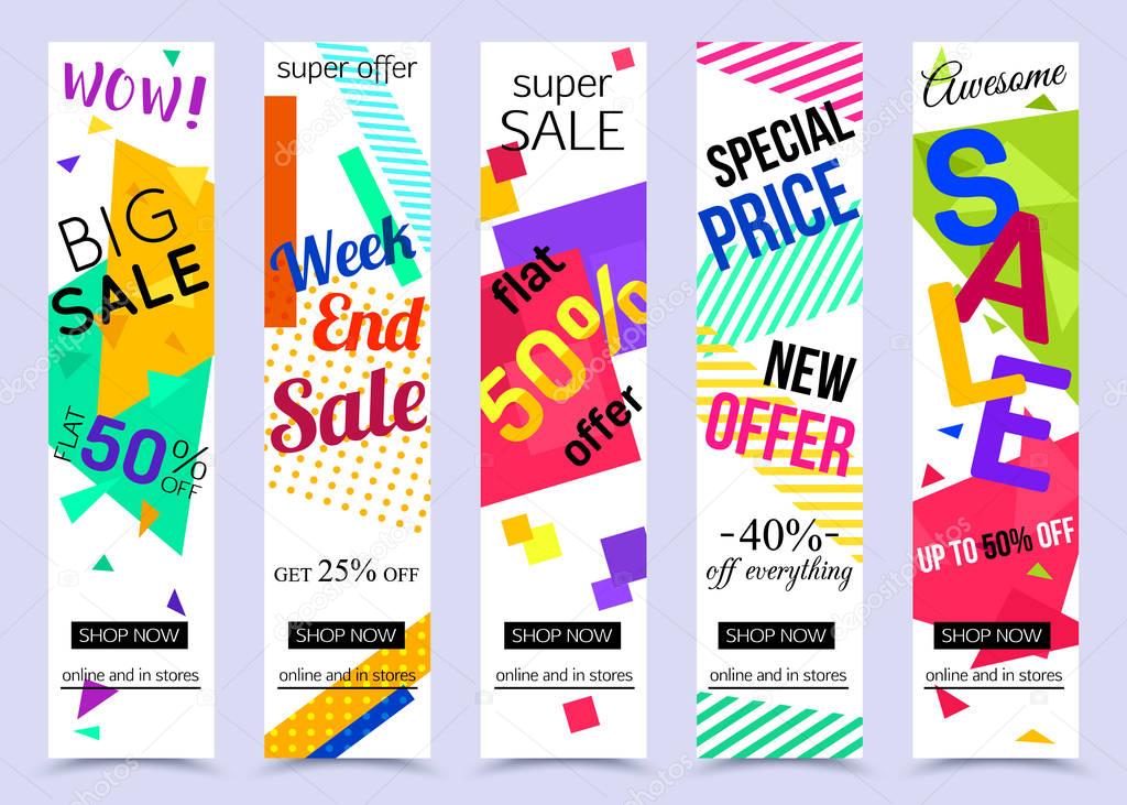 Colección de banners redes sociales verticales. Ilustraciones