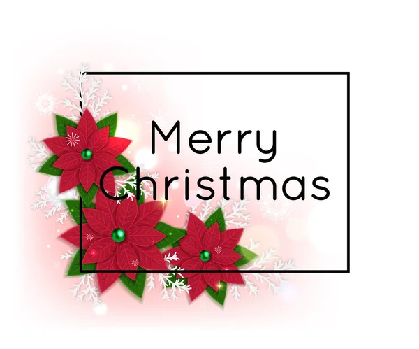 Buon Natale modello di biglietto con Poinsettia. Illustrazione vettoriale formato eps10 . — Vettoriale Stock
