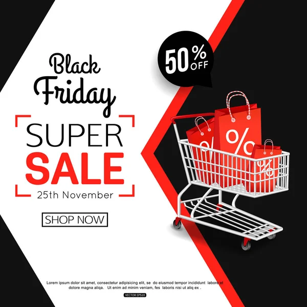 Black Friday Sale Banner for online shop, store. Vector illustration eps 10 format. — Stock Vector