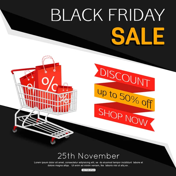 Black Friday Sale Banner für Online-Shop, Geschäft. Vektorabbildung eps 10 Format. — Stockvektor