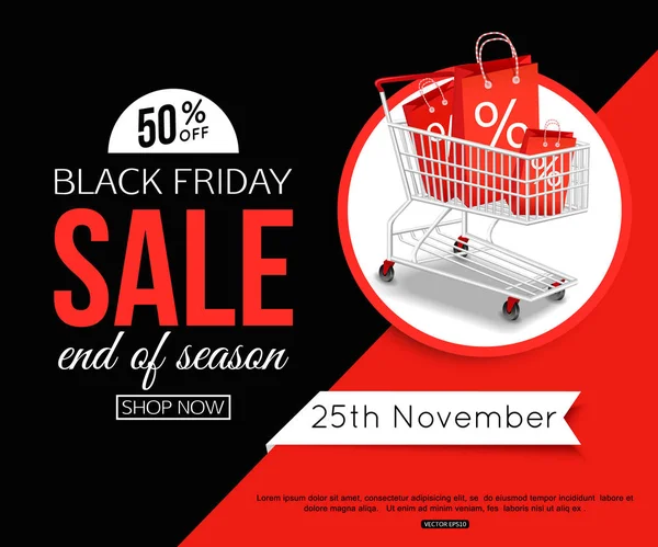 Black Friday Sale Banner for online shop, store. Vector illustration eps 10 format. — Stock Vector