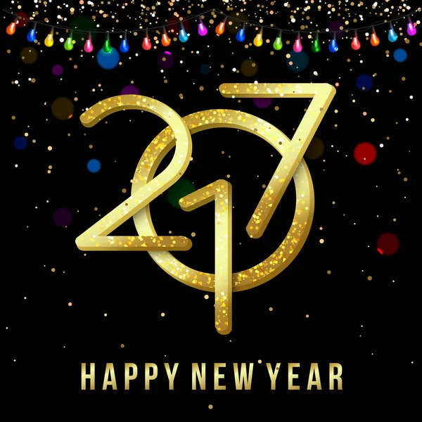 Mutlu yeni yıl 2017 arka plan garland ile. Vektör çizim — Stok Vektör