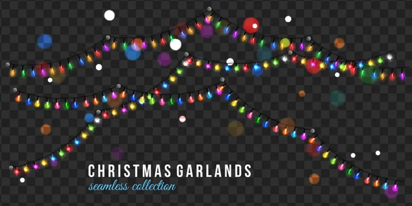 Kerst Garland geïsoleerd op transparante achtergrond. Set kerst tekenreeks bollen voor vakantie ontwerp, wenskaart. Vector illustratie-10-EPS-indeling — Stockvector