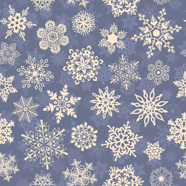 Fiocchi di neve modello senza soluzione di continuità per imballaggi di Natale, tessuti, illustrazione vettoriale carta da parati . — Vettoriale Stock