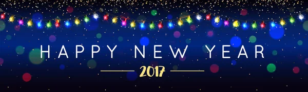 Feliz Año Nuevo banner horizontal — Vector de stock