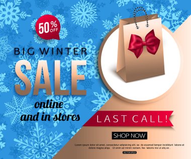 Kış indirimi afiş şablonu. vektör illüstrasyonu