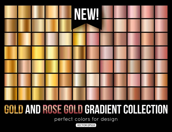 Rose goud verlopende collectie. Trend kleuren. Vector metalen textuur. — Stockvector