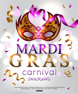 Mardi Gras karnavalı için zarif arka plan. Vektör çizim.