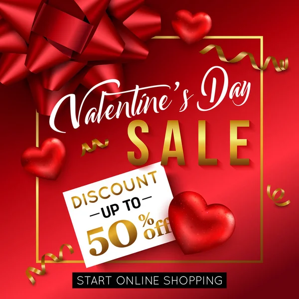 San Valentino banner di vendita per negozio online. Illustrazione vettoriale . — Vettoriale Stock