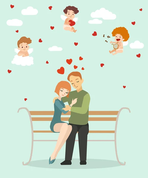 Ilustración de San Valentín con pareja de amantes — Archivo Imágenes Vectoriales