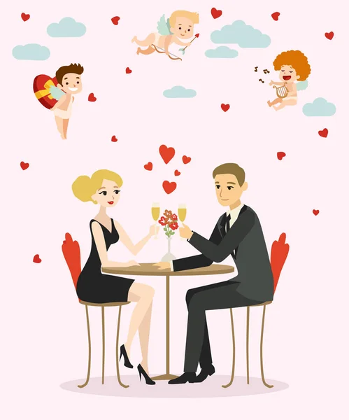 Dia dos Namorados ilustração com amantes casal —  Vetores de Stock