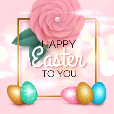 Paskalya tebrik kartı renkli yumurta kağıt ile yükseldi