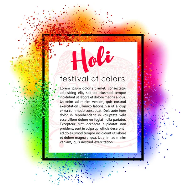 Ευτυχισμένος Holi ινδική Εαρινό Φεστιβάλ χρώματα πανό του προτύπου. Εικονογράφηση διάνυσμα — Διανυσματικό Αρχείο