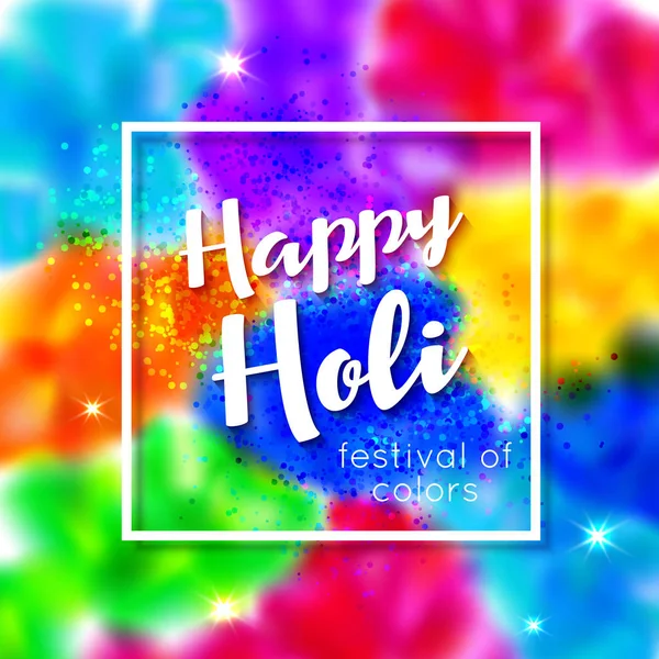 Happy Holi Hintergrund mit buntem Spritzer. Indisches Frühlingsfest der Farben Vektor Illustration — Stockvektor