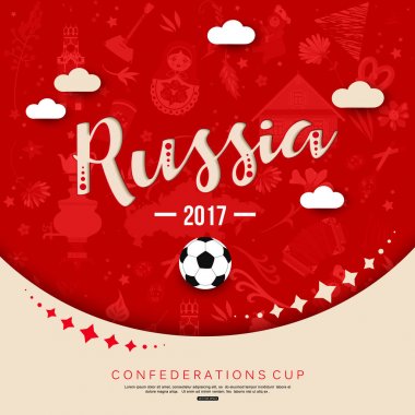 Rusya Futbol turnuva kırmızı arka plan, vektör çizim