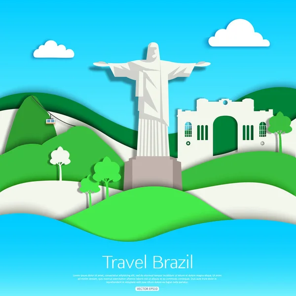 Design de vetor de viagem Brasil na moda para banner, cartaz. Ilustração vetorial — Vetor de Stock