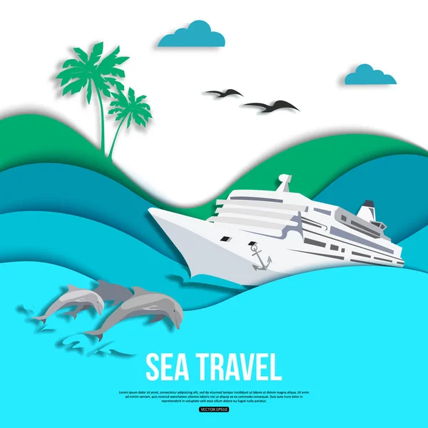 Design vectoriel de voyage en mer tendance pour bannière, affiche. Illustration vectorielle — Image vectorielle