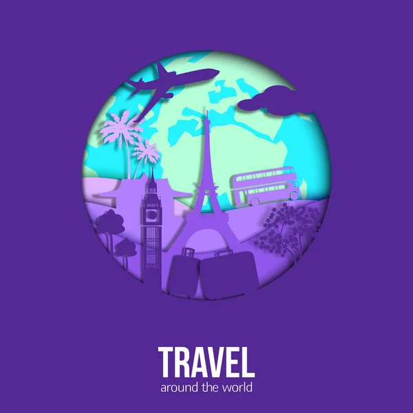 Trendy World Travel Vektor Design für Banner, Poster. Vektorillustration — Stockvektor