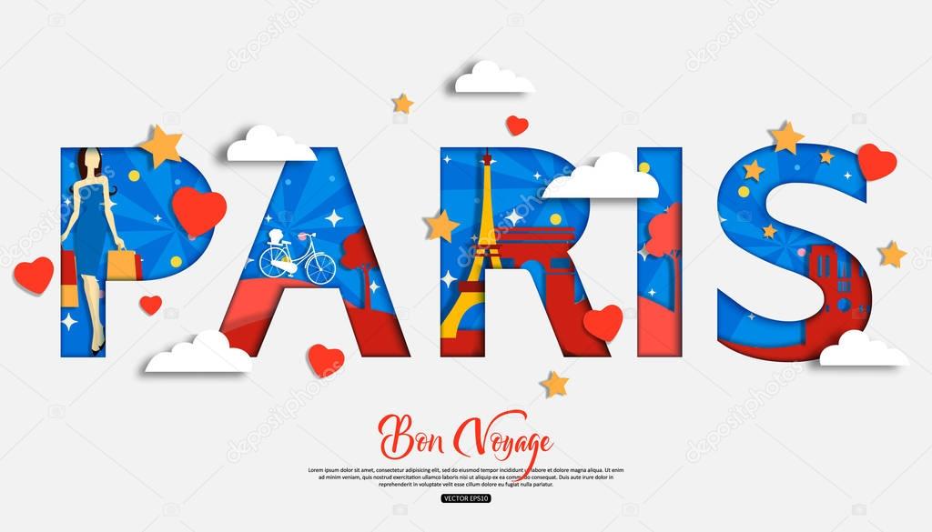 Trendy France travel vector design for banner, poster. Vector illustration