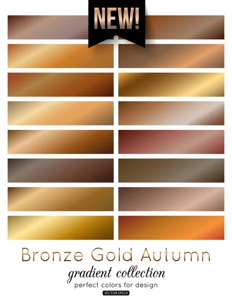 Bronze, Goldgradienten Sammlung. Herbst Farbpalette, Vektorillustration. — Stockvektor